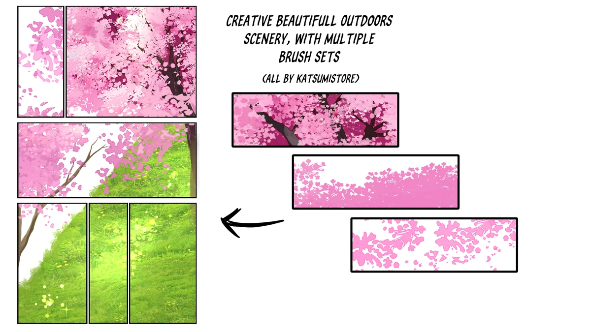Fantasy Sakura Trees Brush - Detailed View