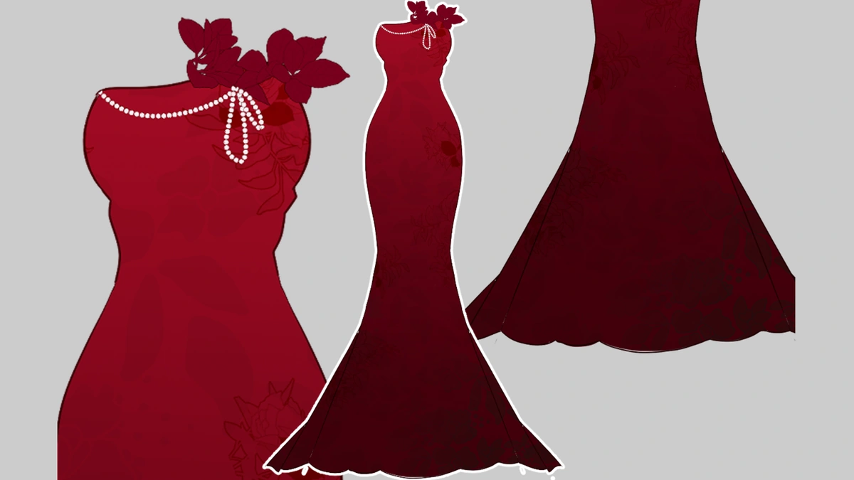 Velvet Red Dress Template - Product Specifications and Info