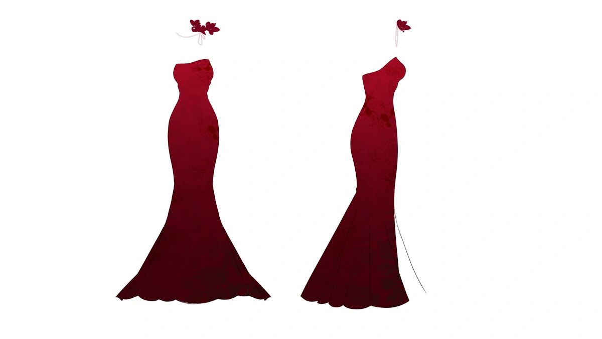 Velvet Red Dress Template - Product Specifications and Info
