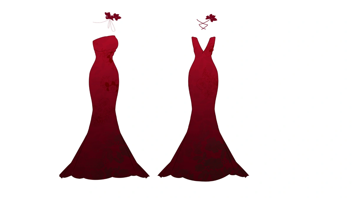 Velvet Red Dress Template - Product Specifications and Info