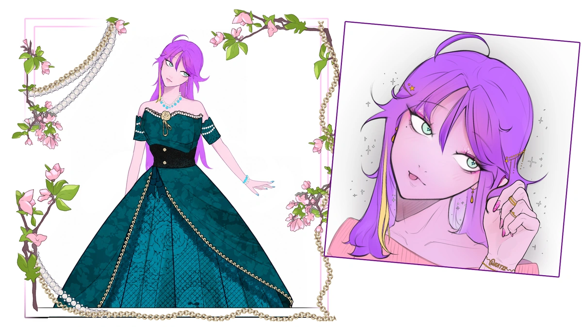 Emerald Teal Dress Template - Detailed View